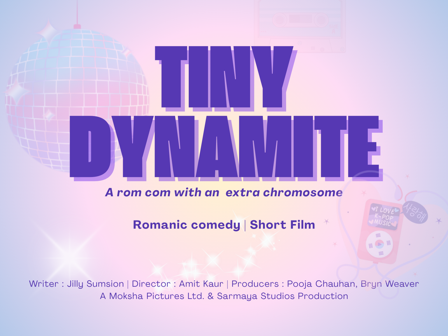 Tiny Dynamite title card with a disco ball